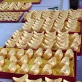黃金元寶定制，純金元寶定做，制作千足金金元寶